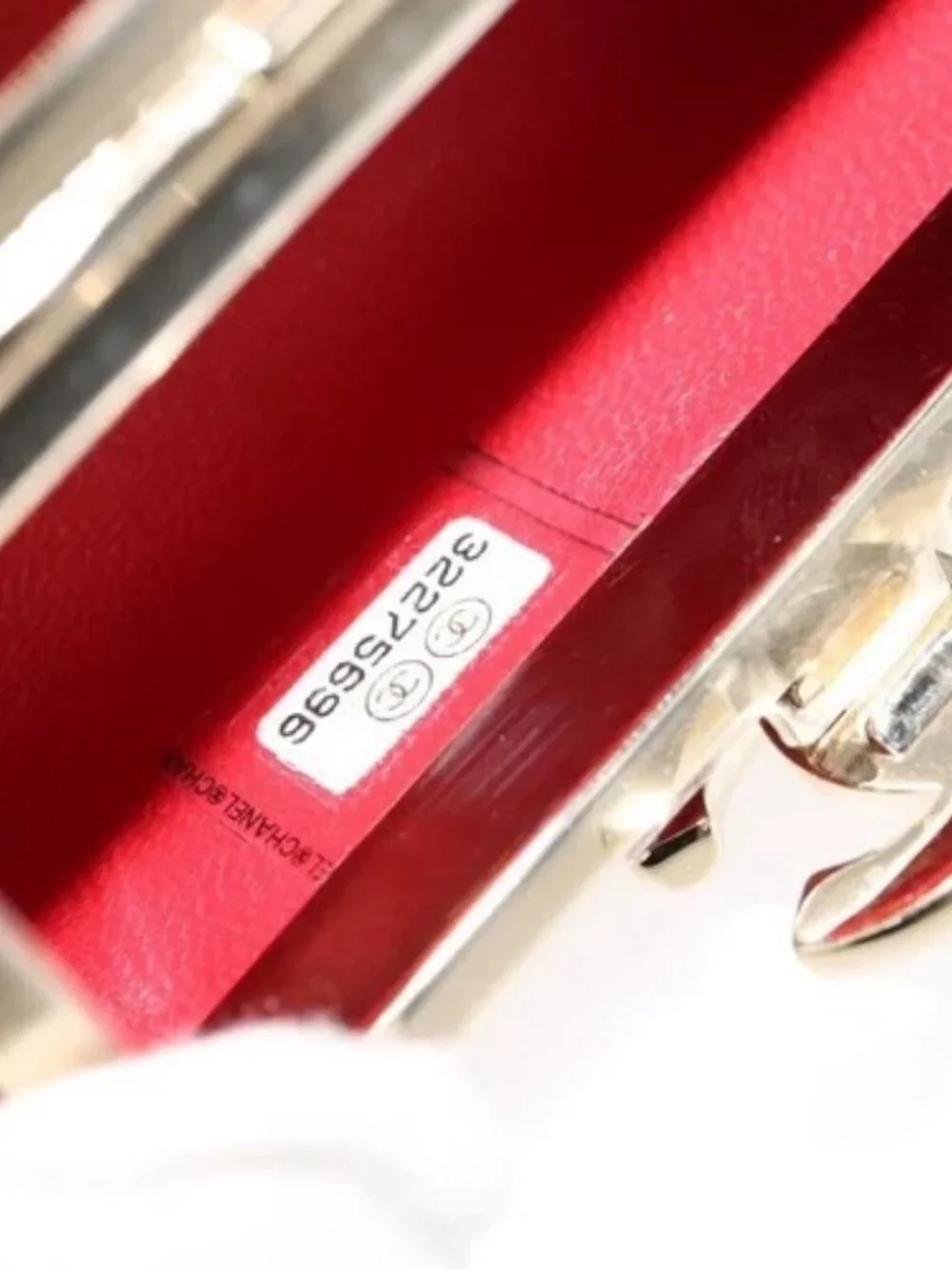 CHANEL Small Box Matelasse Chain Pouch Lamb Skin Red CC Auth 108916AV